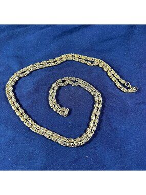 Gold-Tone Swirl Link Chain Necklace 24" Vintage Style